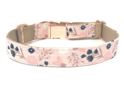 Floral, Dog Collar, For Girls, Pink, Rose Gold, Blush, Female, Fashion, Personalized, Engraved, Cat Collar, Fancy, Custom Dog Collar, Pet