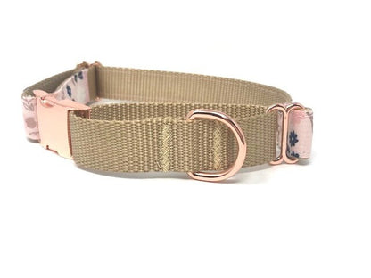 Martingale Dog Collar, With Rose Gold Metal Buckle, Floral Print, For Girls, Personalized, Engraved, Fashion, Female, Pink, Blue, Choker