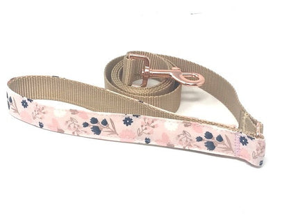 Martingale Dog Collar, With Rose Gold Metal Buckle, Floral Print, For Girls, Personalized, Engraved, Fashion, Female, Pink, Blue, Choker