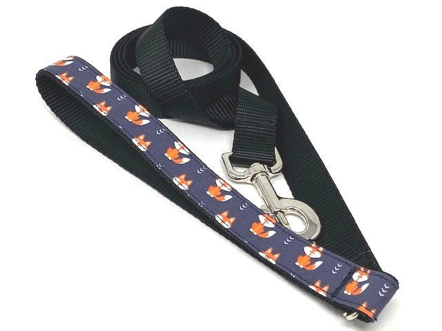 Wide, Martingale, Dog Collar, With Metal Buckle, For Girls, Boys, Woodland, Fox, Black, Orange, Animal Print, Personalized, Engraved, Custom