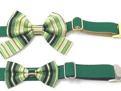Dog Bow Tie, Bowtie, Girly Bow, Dog Collar Bow, Green, Yellow, Gold, Girls, Boys, Collar NOT INCLUDED