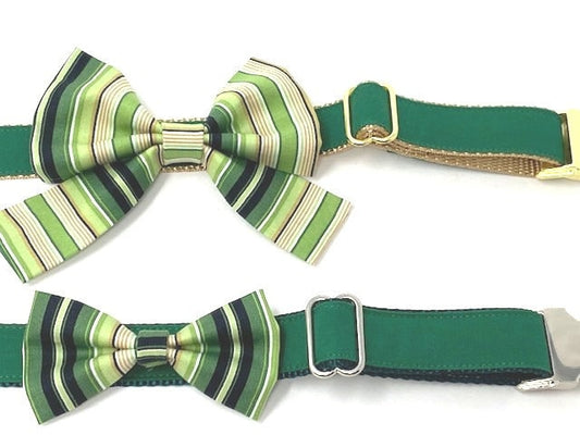Dog Bow Tie, Bowtie, Girly Bow, Dog Collar Bow, Green, Yellow, Gold, Girls, Boys, Collar NOT INCLUDED