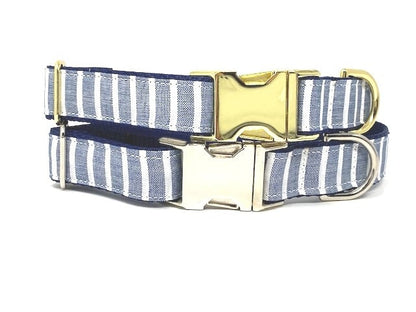 Dog Collar, Blue, Stripe, Preppy, Boy, Nautical, Personalized, Engraved, Custom, Cat, Pet Collar, Puppy Collar, Designer Dog Collar, Cute