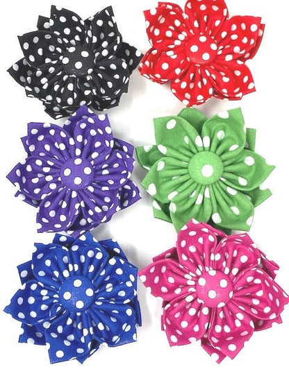 Dog Bow, Girly Dog Collar Flowers, 6 Colors, Green, Blue, Purple, Black, Red, Pink, Polka Dot, Bowties For Pets, Cat, dog accessory