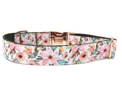 Dog Collar, For Girls, Personalized, Rose Gold, Pink, Green, Brown, Female, Engraved, Floral Pet Collar, Trendy, Fashion, Puppy Collar, tag