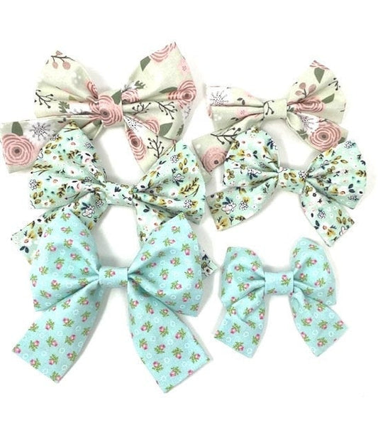 Dog Collar Bowtie, Teal, Mint, Pink, Rose Gold, Bow Tie For Girls, Floral, Girly Dog Bow