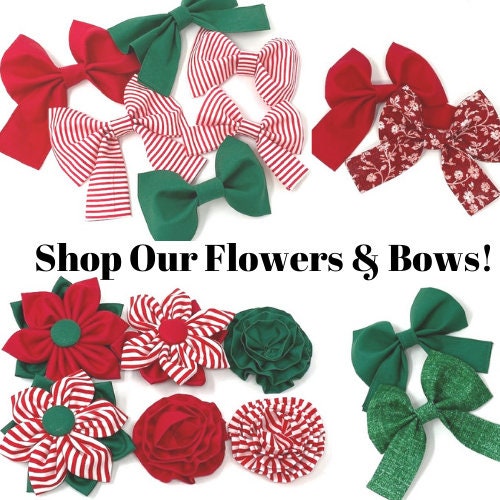 Red + White Polka Dot Christmas Dog Collar Bowtie, Girl, Cute, Holiday, Dog Accessories, Puppy, With Bowtie, Small, Large Bow, Pet Bows