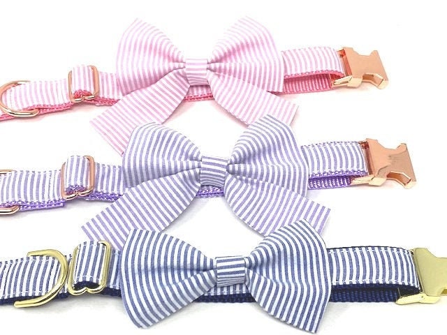 Dog Bow Tie, Bowtie, Girly Bow, Dog Collar Bow, Seersucker, Pink, Lavender, Lilac, Blue, Girls, Boys 3, dog accessories, pet accessories