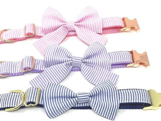 Dog Bow Tie, Bowtie, Girly Bow, Dog Collar Bow, Seersucker, Pink, Lavender, Lilac, Blue, Girls, Boys 3, dog accessories, pet accessories