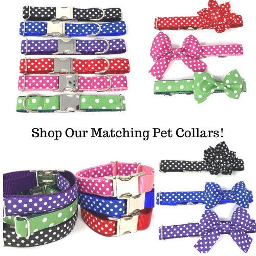 Dog Bow, Girly Dog Bows, 6 Colors, Green, Blue, Purple, Black, Red, Pink, Polka Dot, Bowties For Pets, Cat
