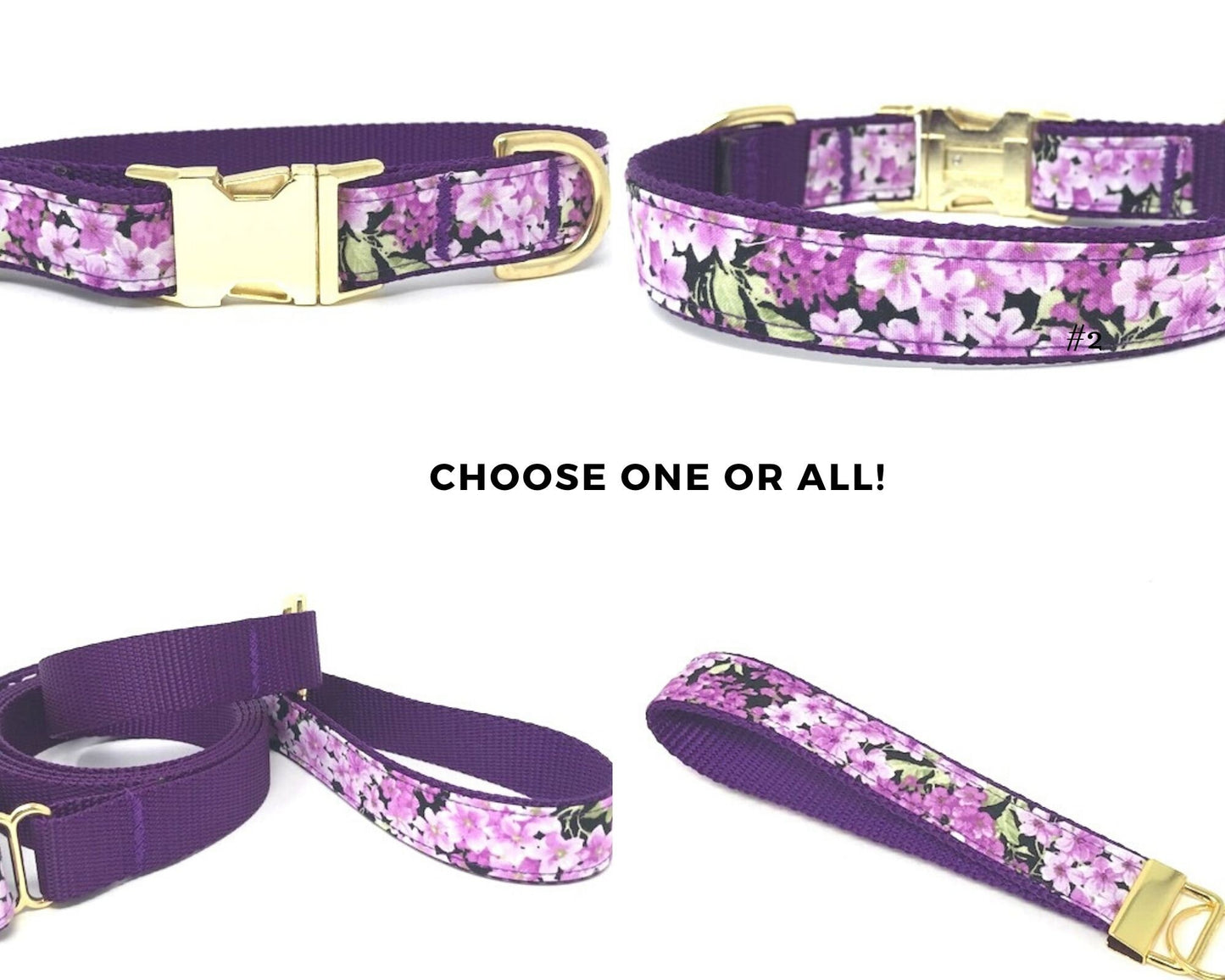 Floral, Dog Collar, For Girls, Purple, Gold, Blush, Female, Fashion, Personalized, Engraved, Cat Collar, Fancy, Custom Dog Collar, Pet, Cute