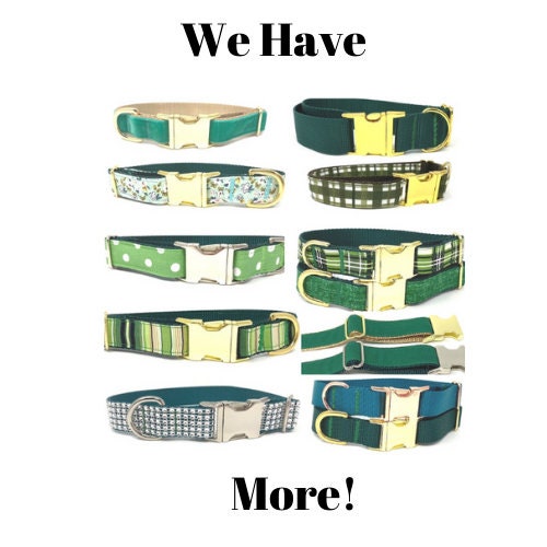 Option To Engrave, Green Dog Collar, For Boys, Plaid, Linen, Gold, Male Dog Collar, Personalized, Engraved, Small, Medium, Large, Designer