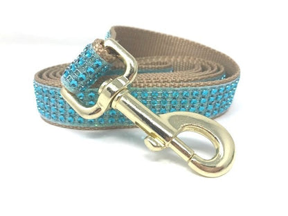 Teal + Gold Rhinestone Girl Dog Collar, Fancy, Sparkle, Bedazzled Puppy Collar, Personalized, Engraved, Custom Designer Dog Collar