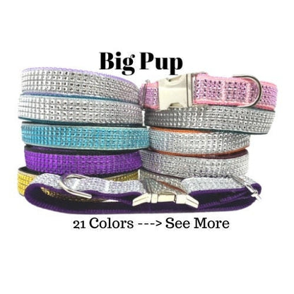 Teal + Gold Rhinestone Girl Dog Collar, Fancy, Sparkle, Bedazzled Puppy Collar, Personalized, Engraved, Custom Designer Dog Collar