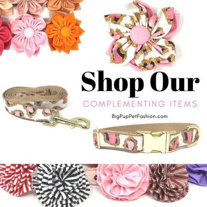 Girl Dog Collar, Leopard, Cheetah, Custom Dog Collar, Puppy Collar, Small Dog Collar, Engraved Dog Collar, Designer Dog Collar, Cute, Large