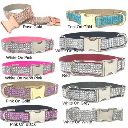 Teal + Gold Rhinestone Girl Dog Collar, Fancy, Sparkle, Bedazzled Puppy Collar, Personalized, Engraved, Custom Designer Dog Collar