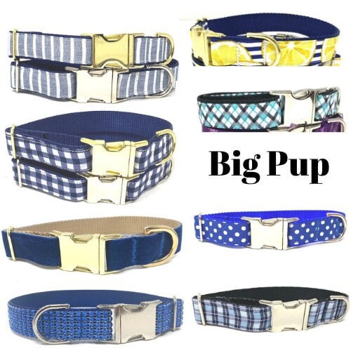 18 Patterns, Custom, Dog Collar, Boy, Plaid, Stripe, Puppy, Blue, Engraved, Personalized, Cute, Designer, Small, Large, Teal, Polka Dot,