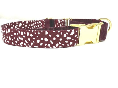 Fall Dog Collar, Personalized, Custom, Buckle Martingale Collar, Girl, Burgundy, Floral, Puppy Collar, Cute, Designer Dog Collar, Engraved