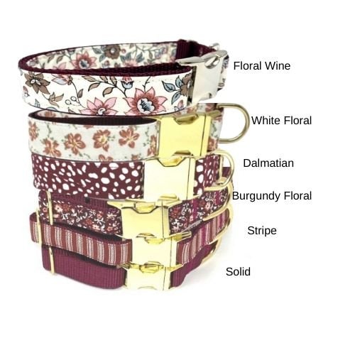 Fall, Burgundy, Custom, Dog Collar, Girl, Boy, Personalize, Engraved, Cute, Designer, Puppy, Cat, Pet, Small, Medium, Large, Fashion, Floral