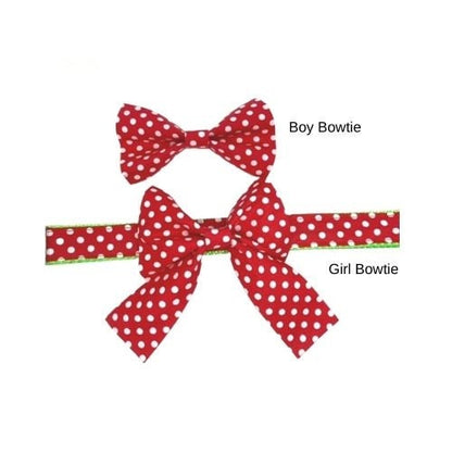 Red + White Polka Dot Christmas Dog Collar Bowtie, Girl, Cute, Holiday, Dog Accessories, Puppy, With Bowtie, Small, Large Bow, Pet Bows