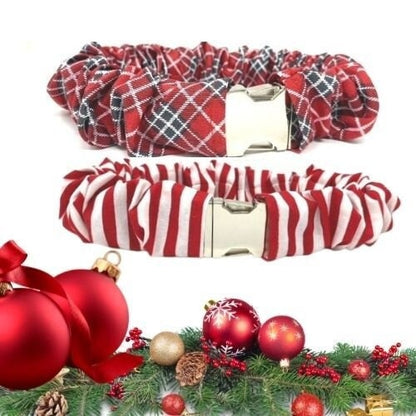 Christmas Dog Collar Cover Scrunchie or Bandana, Holiday Pet Collar Scrunchie, Red Collar Accessories, Pet Accessories, Dog Collar Bow