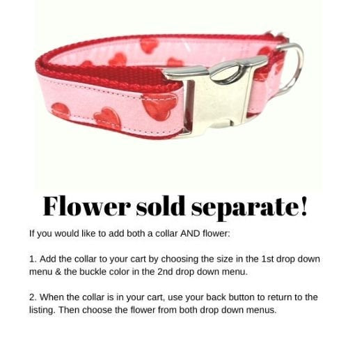 Valentines Day Dog Collar, Girl, Red, Heart, Suckers, Cute, Personalized, Engraved, Custom, Love, Pet Collar, Optional Flower, Cupid, Candy