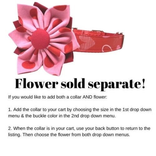 Valentines Day Heart Dog Collar, Girl, Red, Heart, Cute, Personalized, Engraved, Custom, Love, Pet Collar, Optional Flower