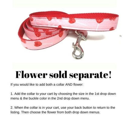 Valentines Day Dog Collar, Girl, Red, Heart, Suckers, Cute, Personalized, Engraved, Custom, Love, Pet Collar, Optional Flower, Cupid, Candy