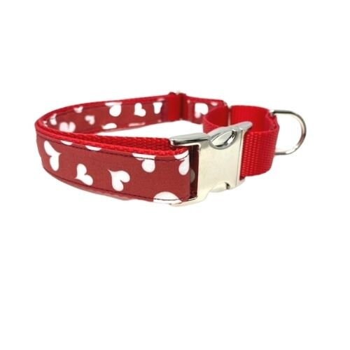 Valentines Day Heart Buckle Martingale Dog Collar, Girl, Red, Heart, Cute, Personalized, Engraved, Custom, Love, Pet Collar