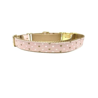 Valentines Day Buckle Martingale Dog Collar, Pink, White, Sparkle, Gold, Polka Dot, Girl, Greyhound, Whippet, Personalized, Engraved, Custom