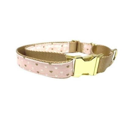 Valentines Day Buckle Martingale Dog Collar, Pink, White, Sparkle, Gold, Polka Dot, Girl, Greyhound, Whippet, Personalized, Engraved, Custom