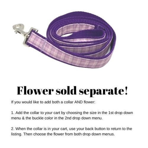 Purple + Lavender Plaid Dog Collar, Female Girl, Cute, Personalized, Engraved, Custom, Puppy, + Optional Flower, Matching Flower Bow