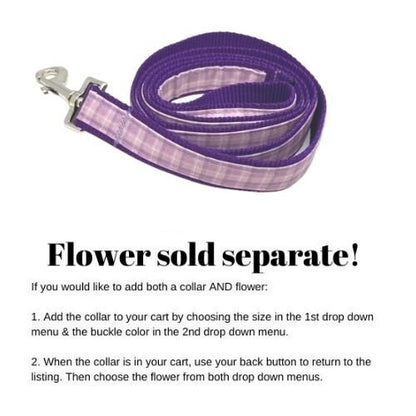 Purple + Lavender Plaid Dog Collar, Female Girl, Cute, Personalized, Engraved, Custom, Puppy, + Optional Flower, Matching Flower Bow