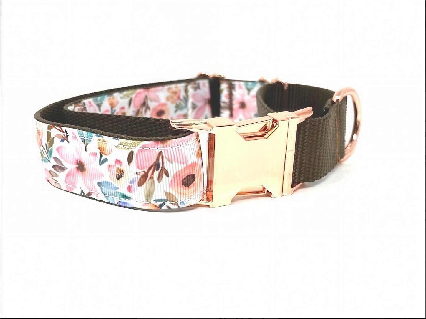 Martingale Dog Collar, With Rose Gold Buckle, Girl, Floral Dog Collar, Choker, Pink, Personalized, Engraved, Greyhound, Custom, Puppy