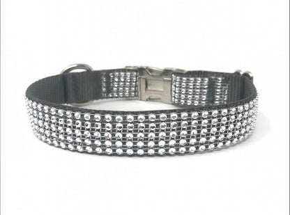 Fancy Dog Collar For Girls In Silver Rhinestone, Personalized Dog Collar, Engraved Dog Collar, Customized Dog Collar, Cat Collar