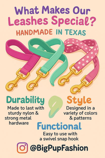 Dog Leash, 19 Color Options, Pink, Purple, Lavender, lilac, White, Orange, Red, Blue, Green, Dog Lead, 5 Foot, Silver Hardware, Girl, Boy