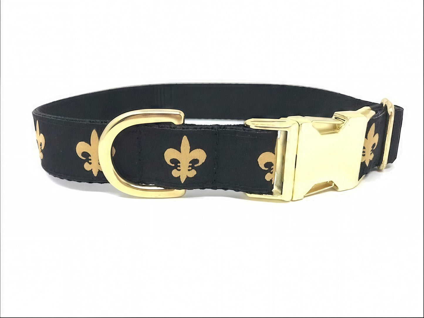 Gold And Black, Fleur-de-lis Dog Collar, New Orleans Saints Inspired Dog Collar For Boy Or Girl , Personalized, Custom, Engraved