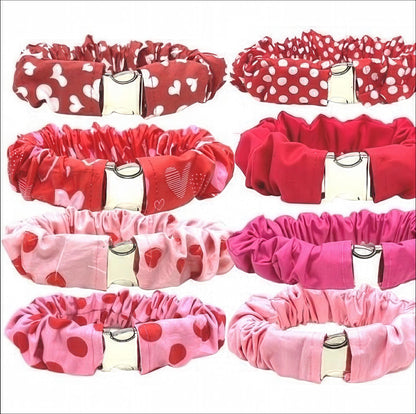 Valentines Day Dog Collar Cover Scrunchie, Holiday Pet Collar Scrunchie, Cute, Girl, Red, Pink, Hearts, Pet Accessories, Dog Collar Bow