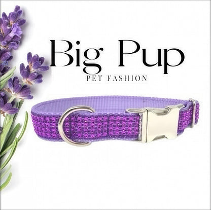 Custom, Dog Collar, Lavender, Purple Rhinestone, Fancy, Blingy, Sparkle, Personalized, Engraved, Wedding, Puppy, Cute, Designer, Girl, Large