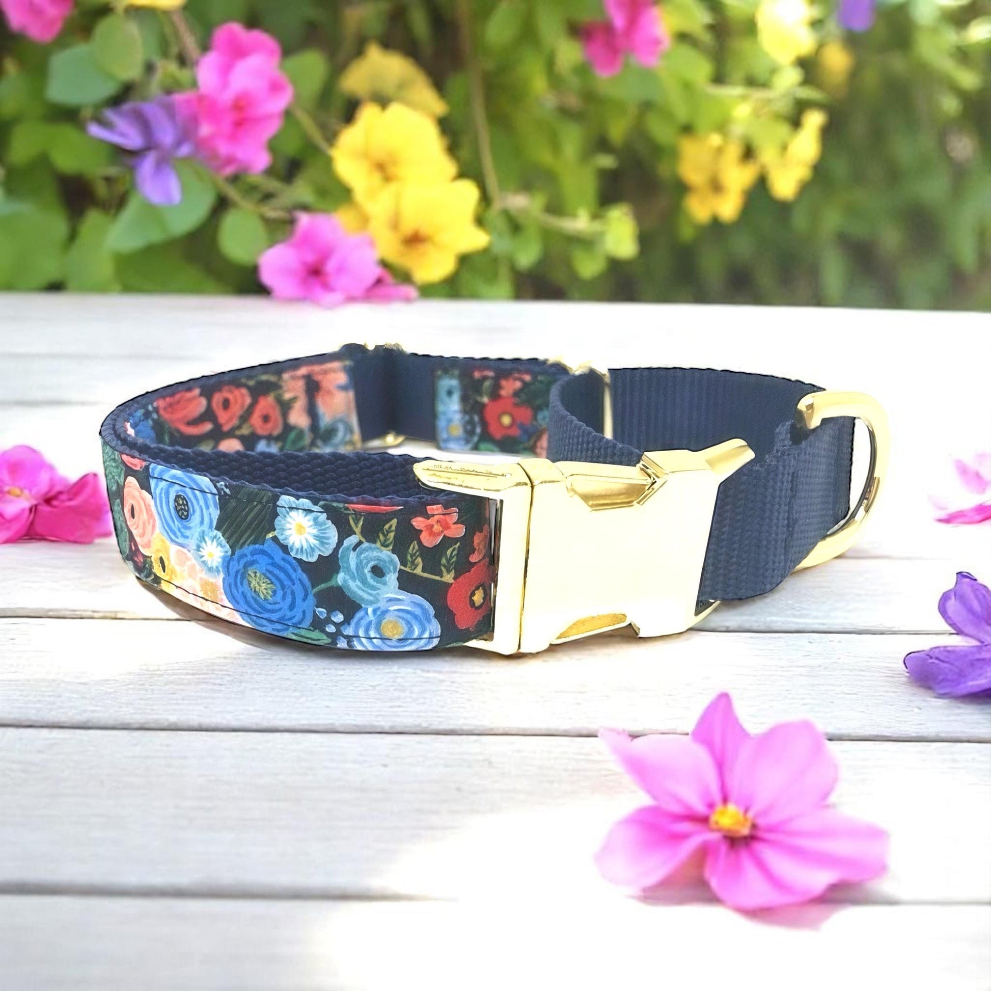 1.5" Wide, Martingale Collar, W/Buckle, Floral, Dog Collar Girl, Personalized, Engraved Dog Collar, Custom Dog Collar, Designer, Puppy