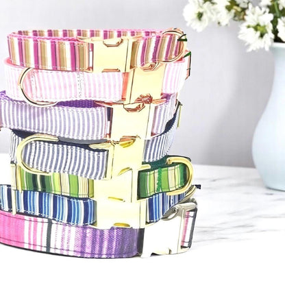 Girl Dog Collar, Stripe, Personalized, Engraved, Custom Dog Collar, Puppy Collar, Preppy, Designer Dog Collar, Small, Large, Cute, Pink