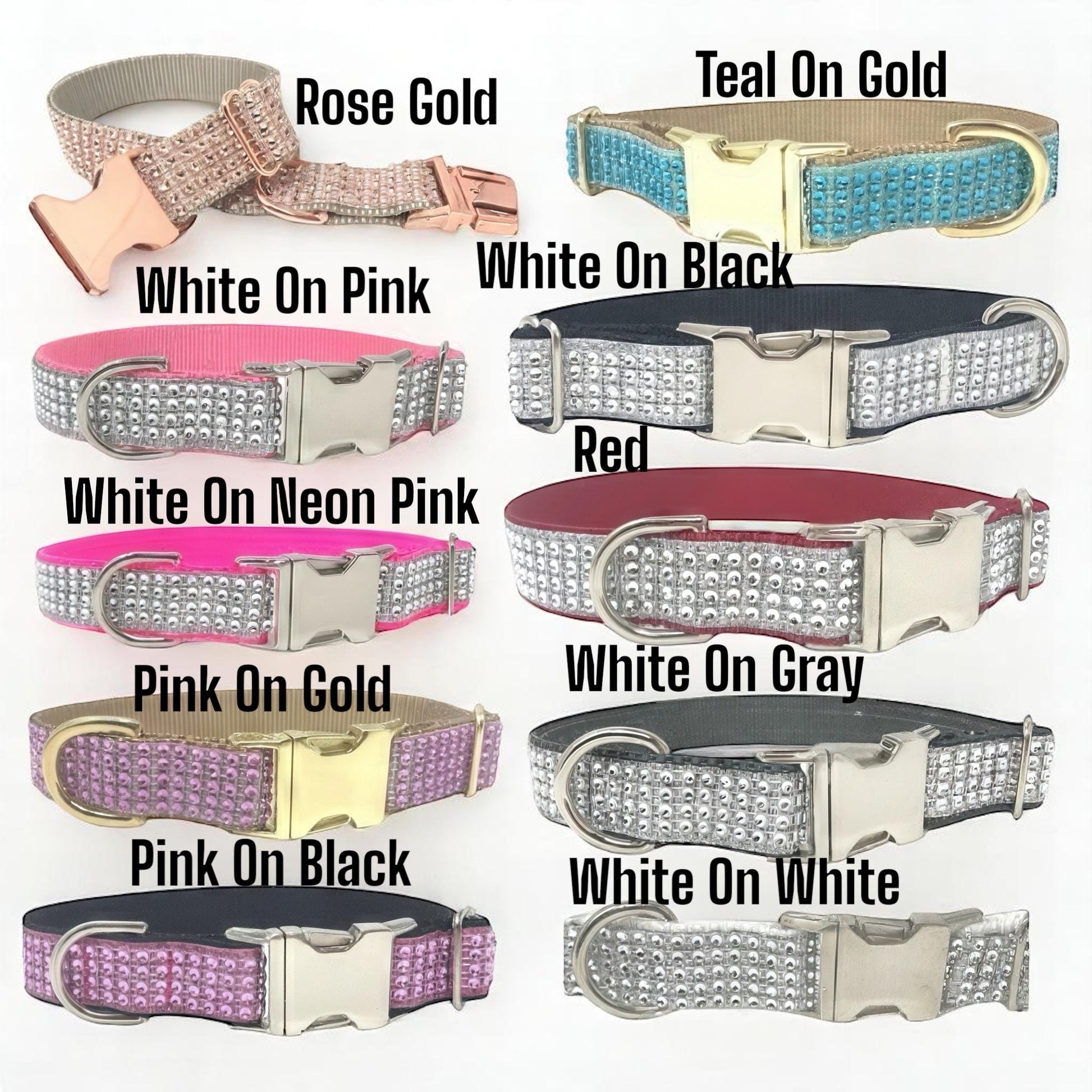 Fancy Rose Gold Rhinestone Designer Girl Dog Collar, Sparkle, Personalize, Bling, Small, Puppy, Large, Custom, Engraved, Wedding, Diamond