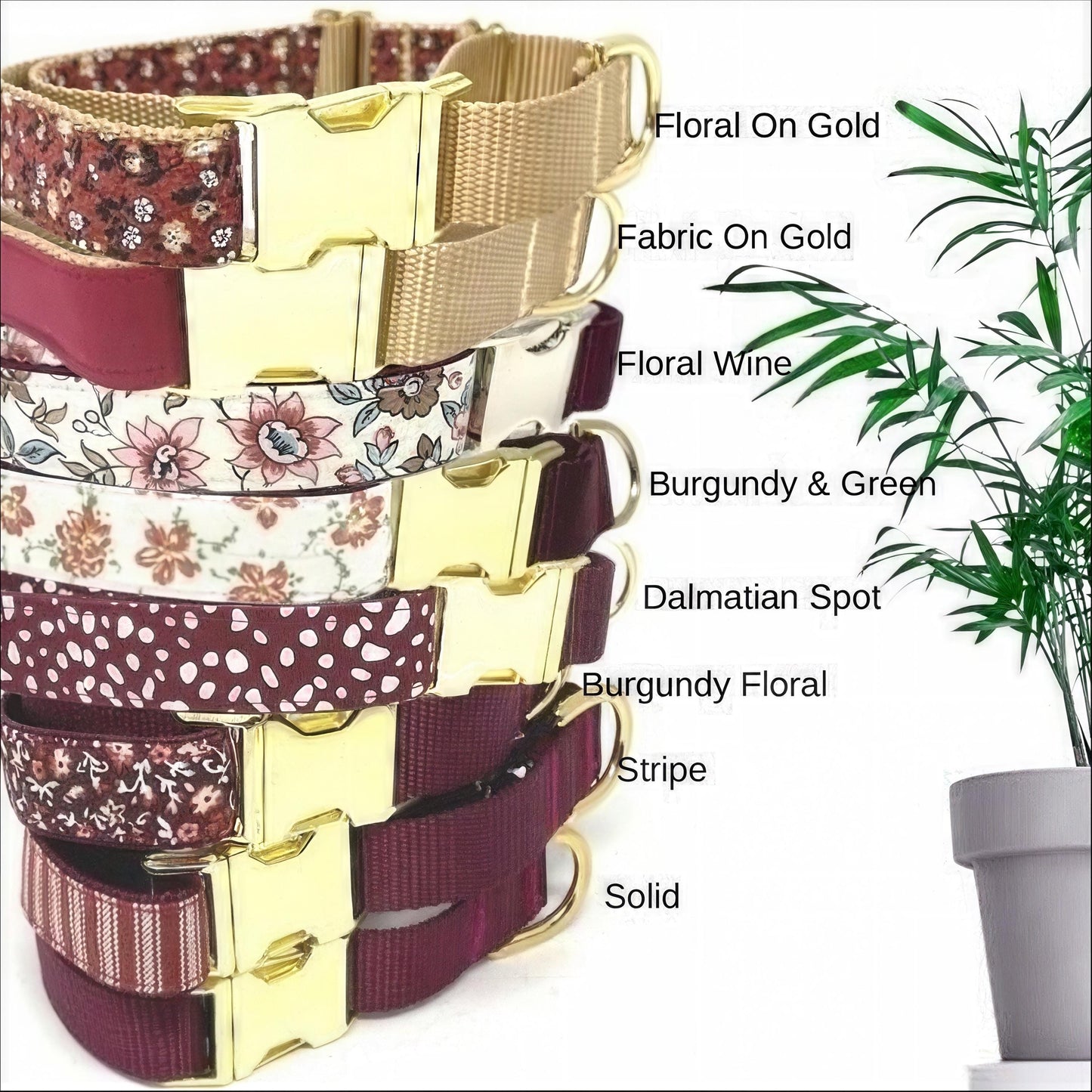 Burgundy Fall Buckle Martingale Dog Collar, Girl, Puppy, Greyhound, Whippet, Custom, Engraved, Designer Dog, Personalized, Maroon, Gold