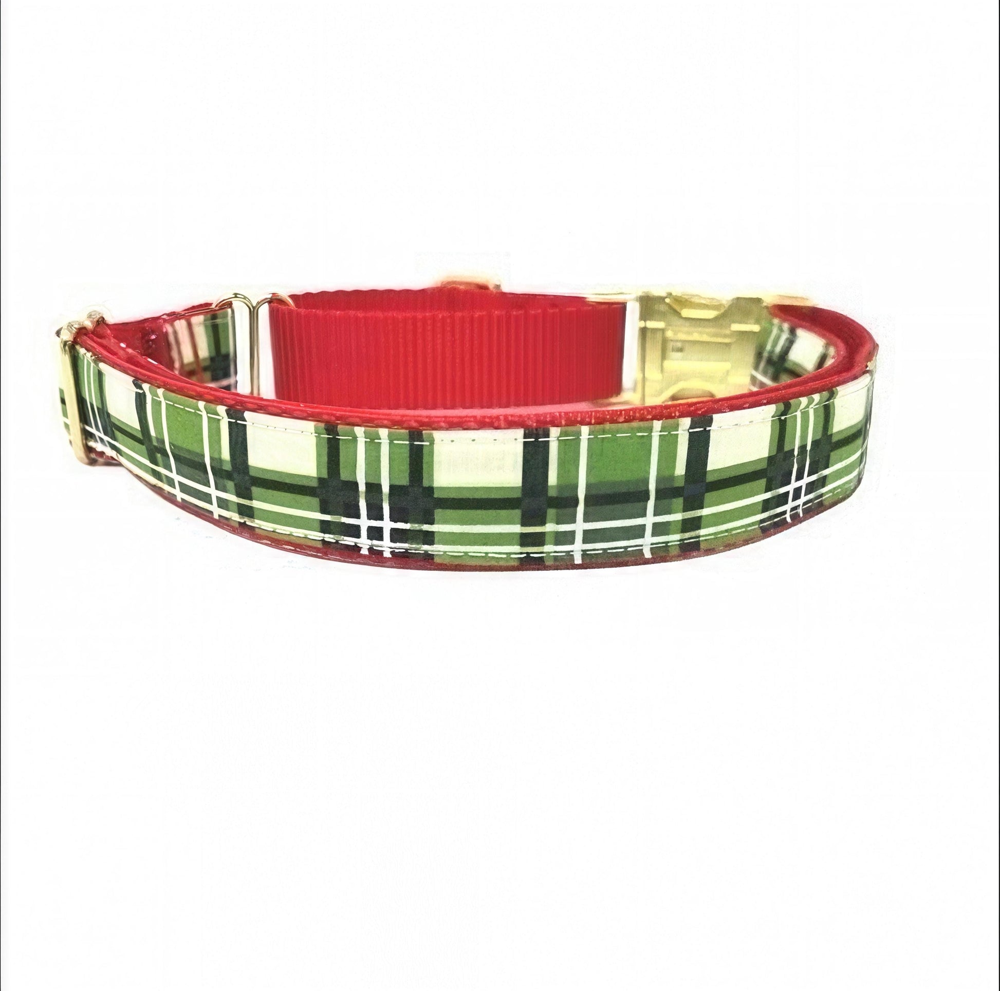 Christmas Plaid Buckle Martingale Dog Collar, Red, Green, Girl, Boy, Holiday, Greyhound, Personalize, Engrave, Custom, Puppy, Whippet