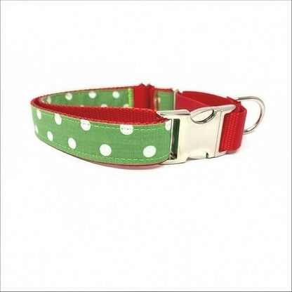 Christmas Polka Dot Buckle Martingale Dog Collar, Grinch, Red, Green, Plaid, Girl, Boy, Greyhound, Whippet, Personalized, Engraved, Custom