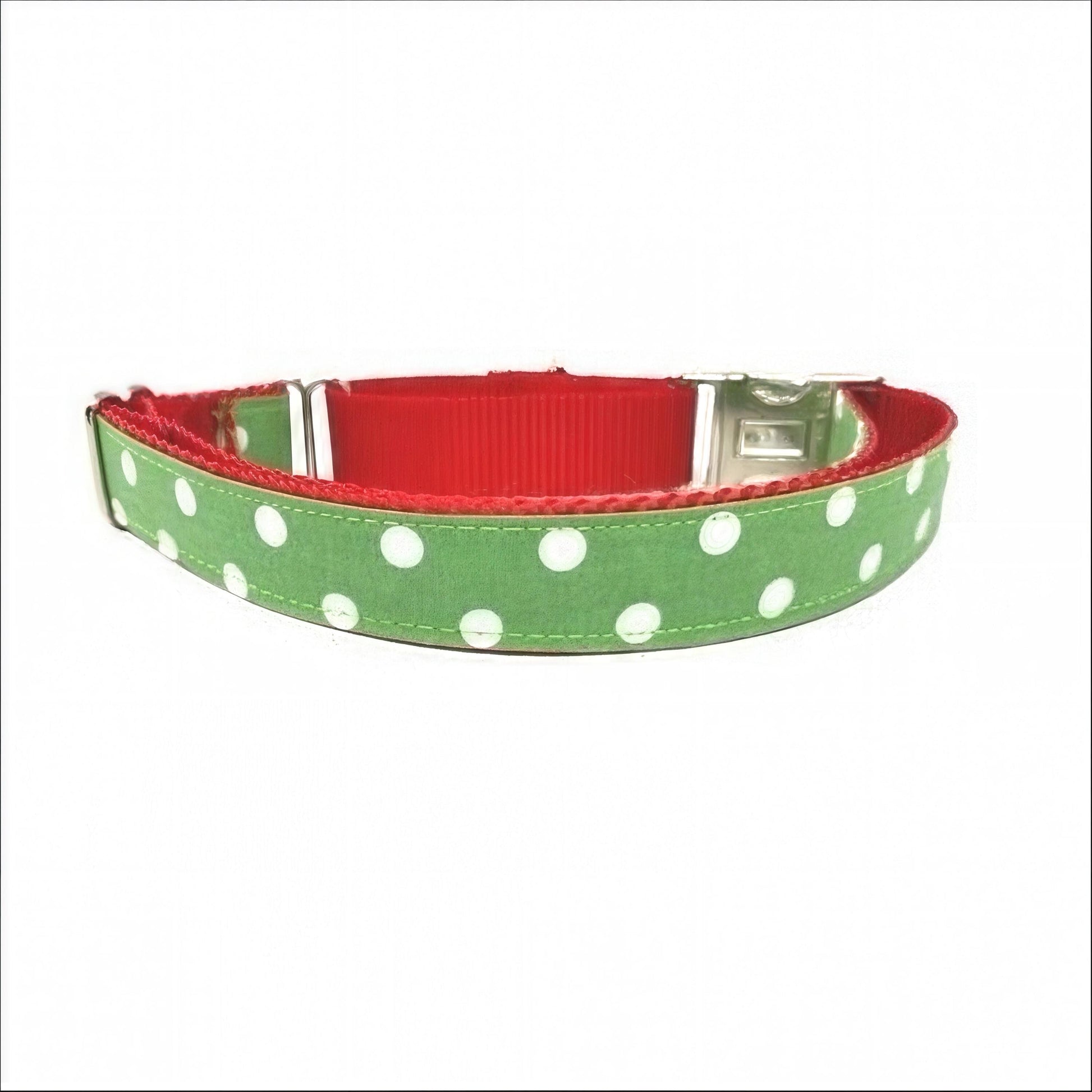 Christmas Polka Dot Buckle Martingale Dog Collar, Grinch, Red, Green, Plaid, Girl, Boy, Greyhound, Whippet, Personalized, Engraved, Custom