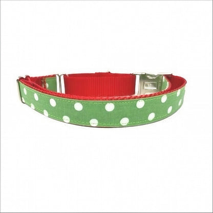 Christmas Polka Dot Buckle Martingale Dog Collar, Grinch, Red, Green, Plaid, Girl, Boy, Greyhound, Whippet, Personalized, Engraved, Custom