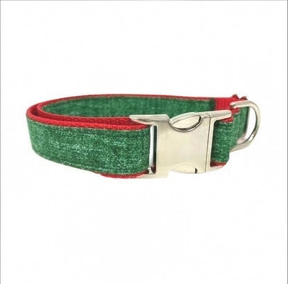 Christmas Red + Green Dog Collar, Puppy Collar, Girl, Boy, Personalized, Engraved, Custom, Dog Collar With Name, With Flower, With Bow, Cute
