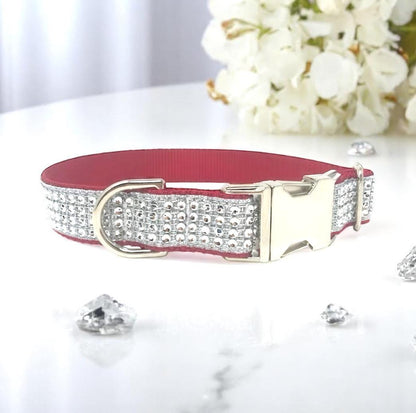 Christmas Red Dog Collar, Fancy, Rhinestone, Bling, Sparkly, Glitter, Female, Girl, Male, Boy, Personalized, Custom, Engraved, Holiday, Cat