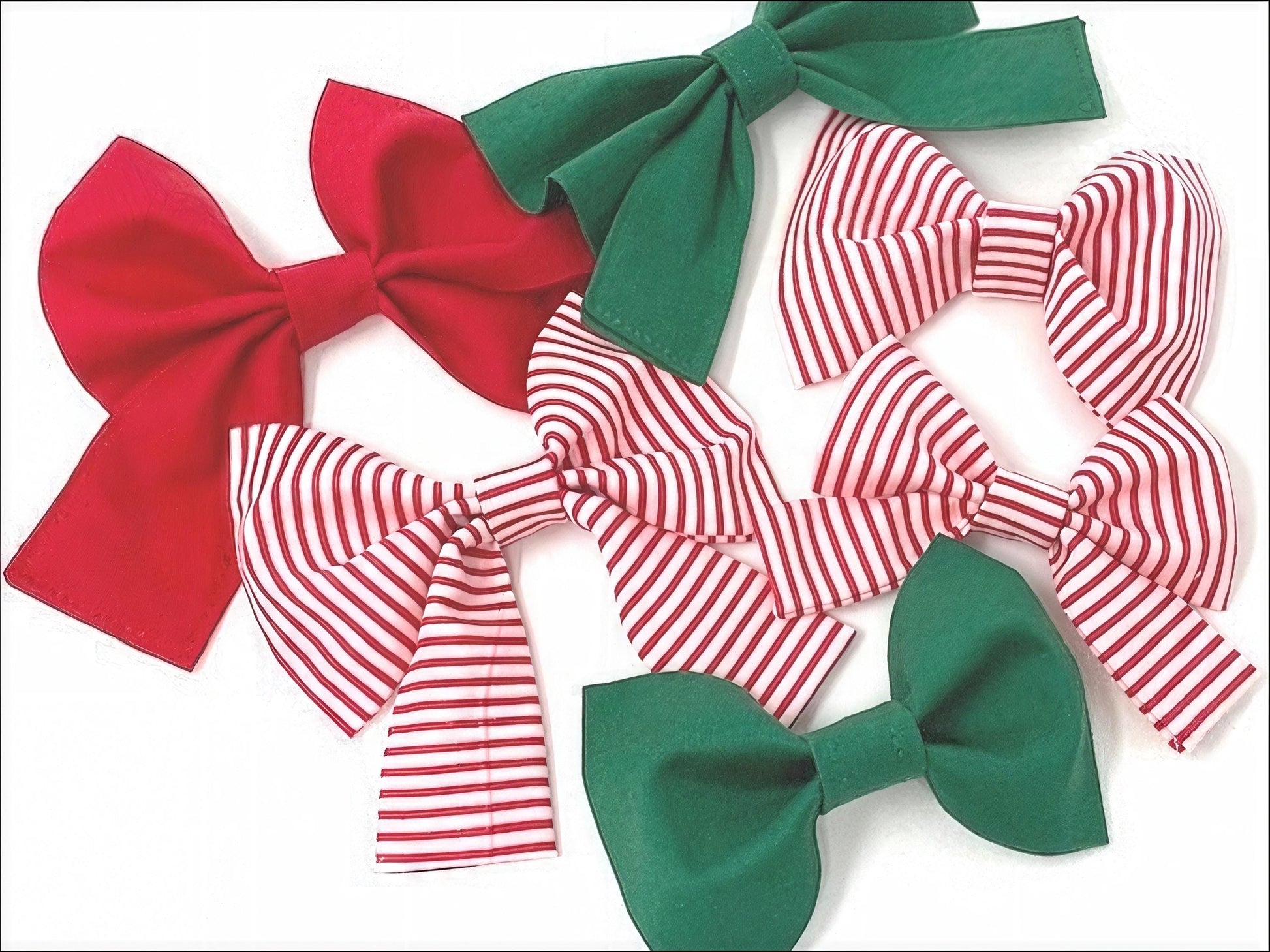 Christmas, Holiday, Dog Collar Bow Tie, For Girls, Boys, Girly Bowtie, Red, Green, White, Stripe, Solid, Festive, Xmas, Girly Dog Bow